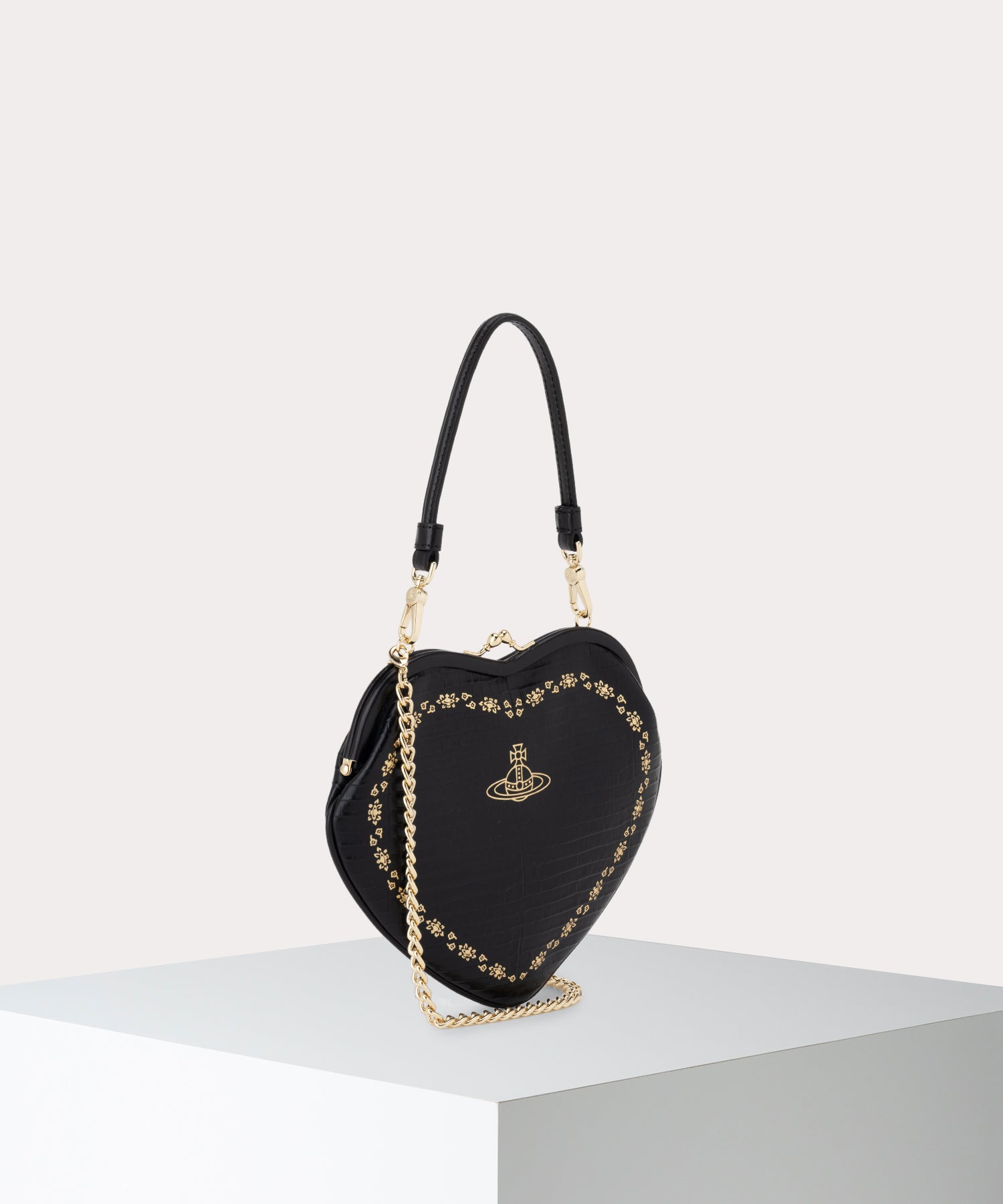 MINI CROC BELLE HEART 口金ショルダーバッグ(ブラック)（メンズ