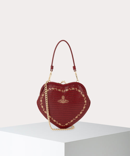 Vivienne Westwood ゴールド パーティーバッグ MINI CROC BELLE HEART 口金ショルダーバッグ(レッド)（メンズ