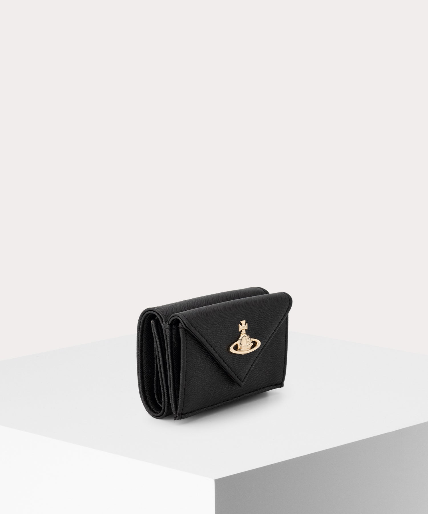 SAFFIANO PLAIN ENVELOPE 三つ折りミニ財布(ブラック)（メンズ