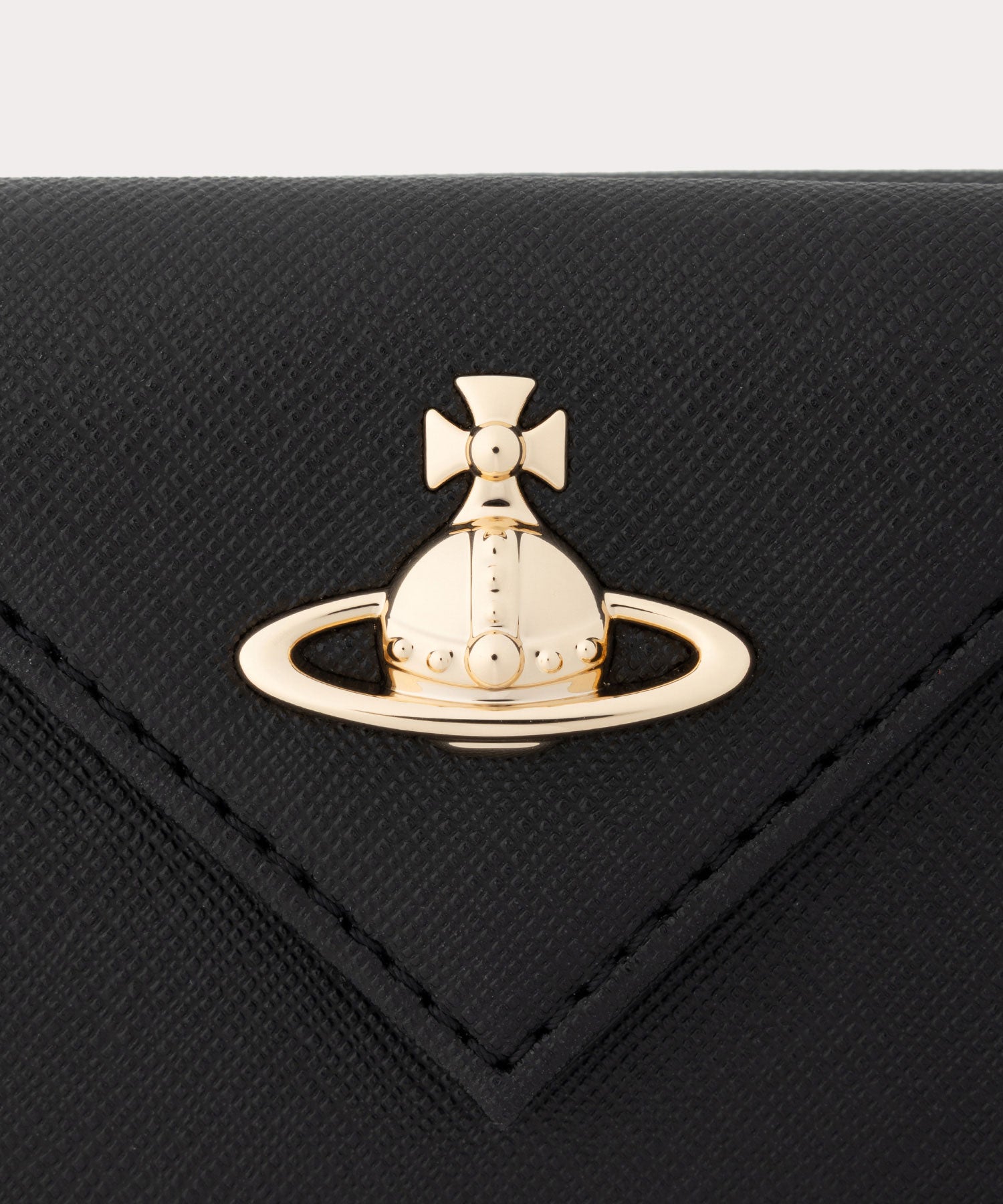SAFFIANO PLAIN ENVELOPE 三つ折りミニ財布(ブラック)（メンズ