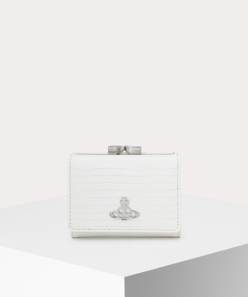 MINI CROC EMBOSSED 口金三つ折り財布(ホワイト)（メンズ