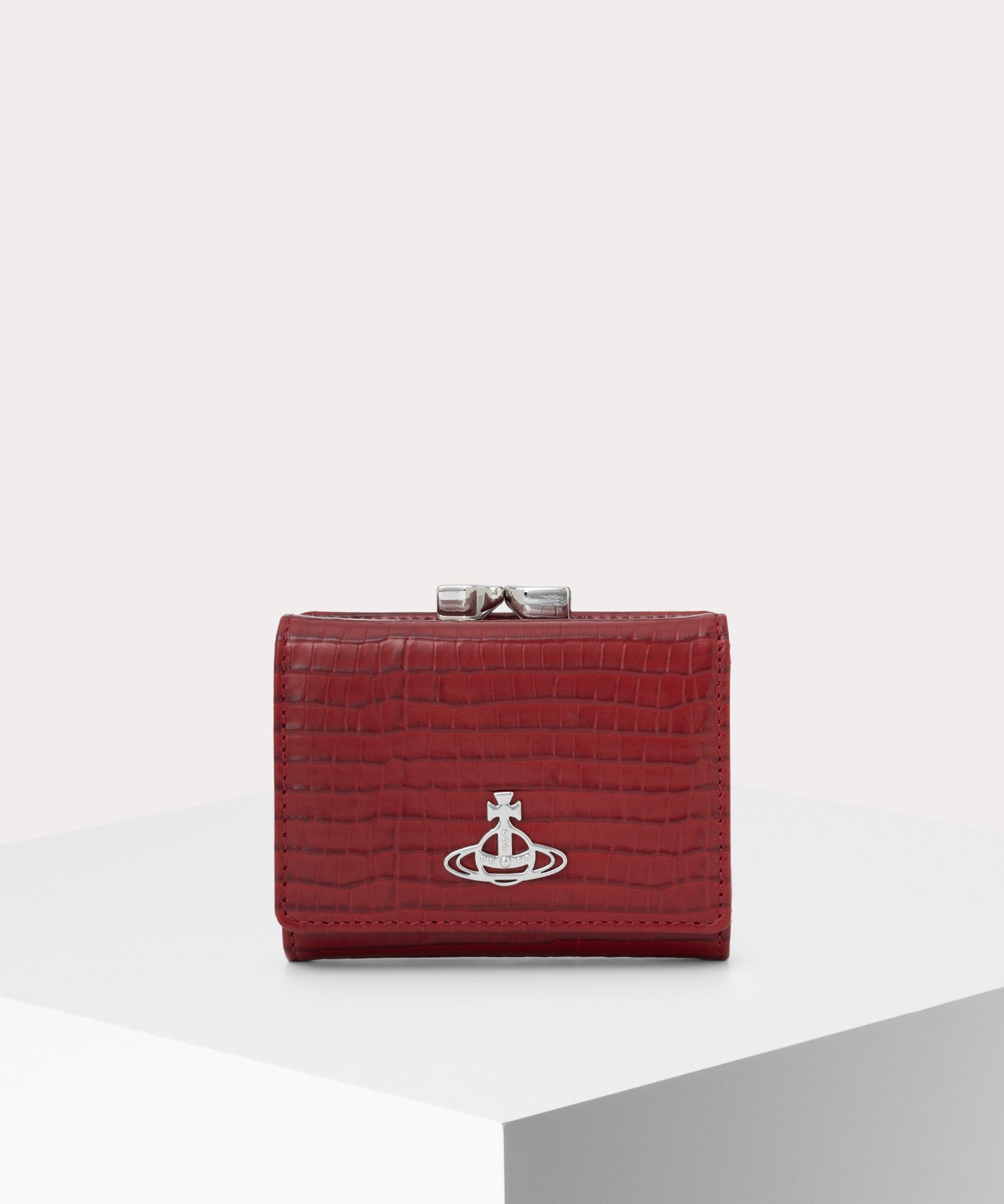 MINI CROC EMBOSSED 口金三つ折り財布