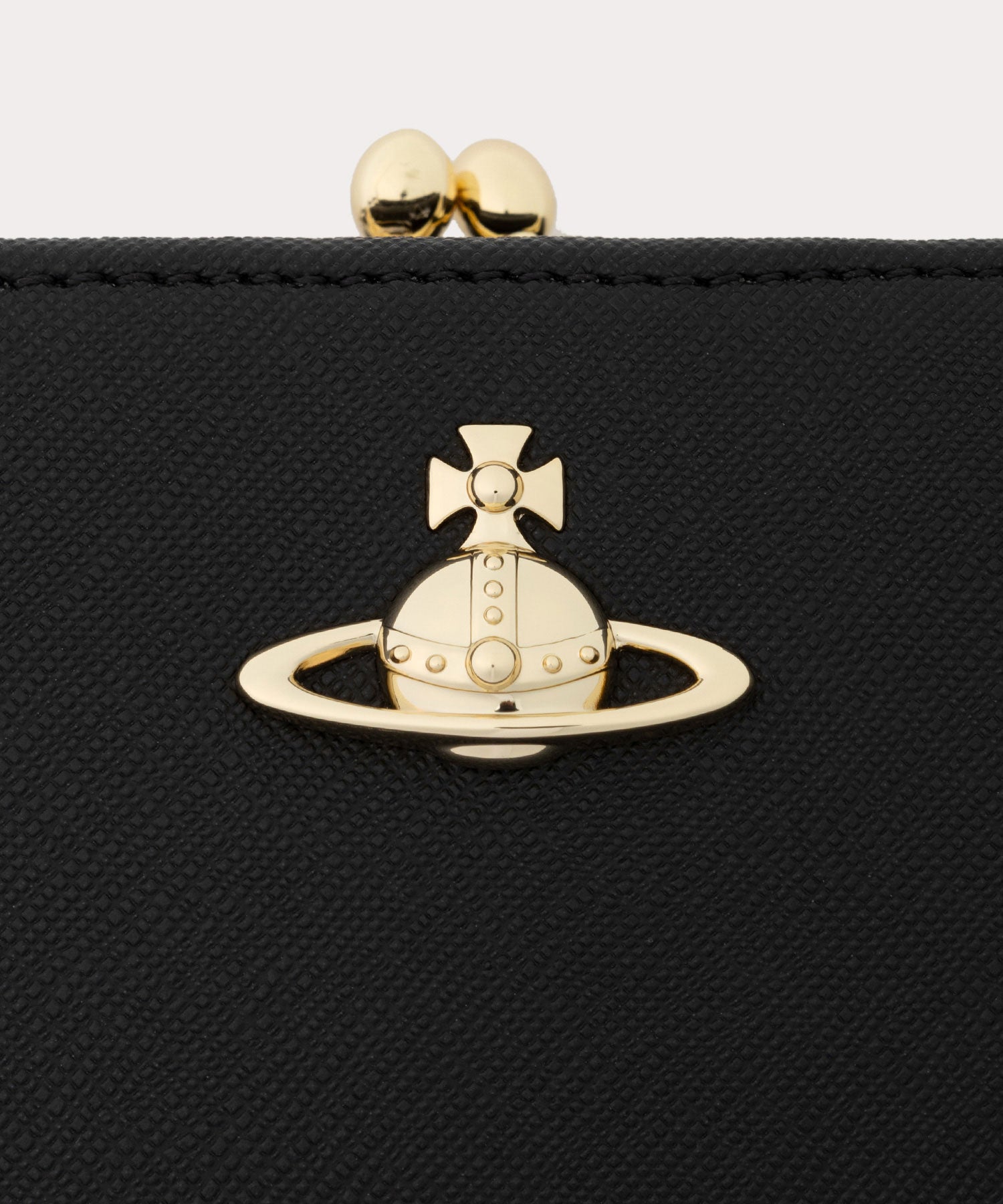 SAFFIANO PLAIN 口金二つ折り財布(ブラック)（レディース