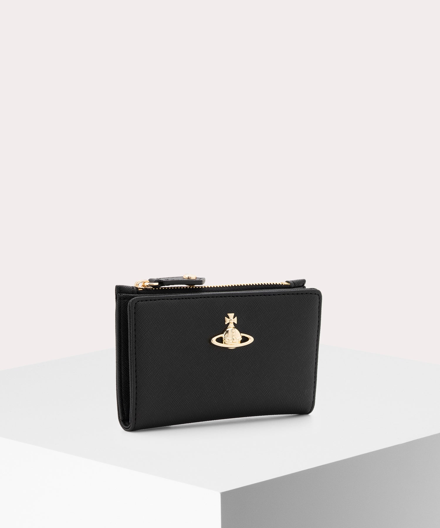 SAFFIANO PLAIN ファスナー付きカードケース(ブラック)（メンズ
