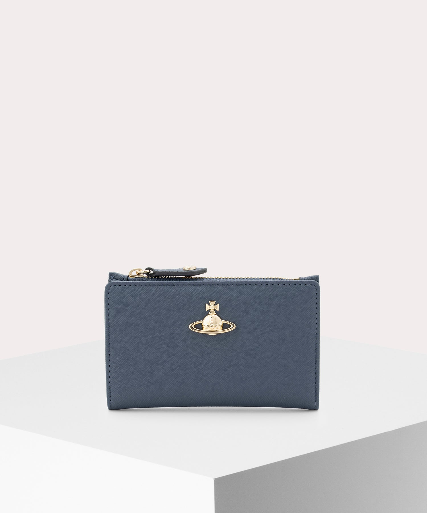 SAFFIANO PLAIN ファスナー付きカードケース(ブルー)（メンズ
