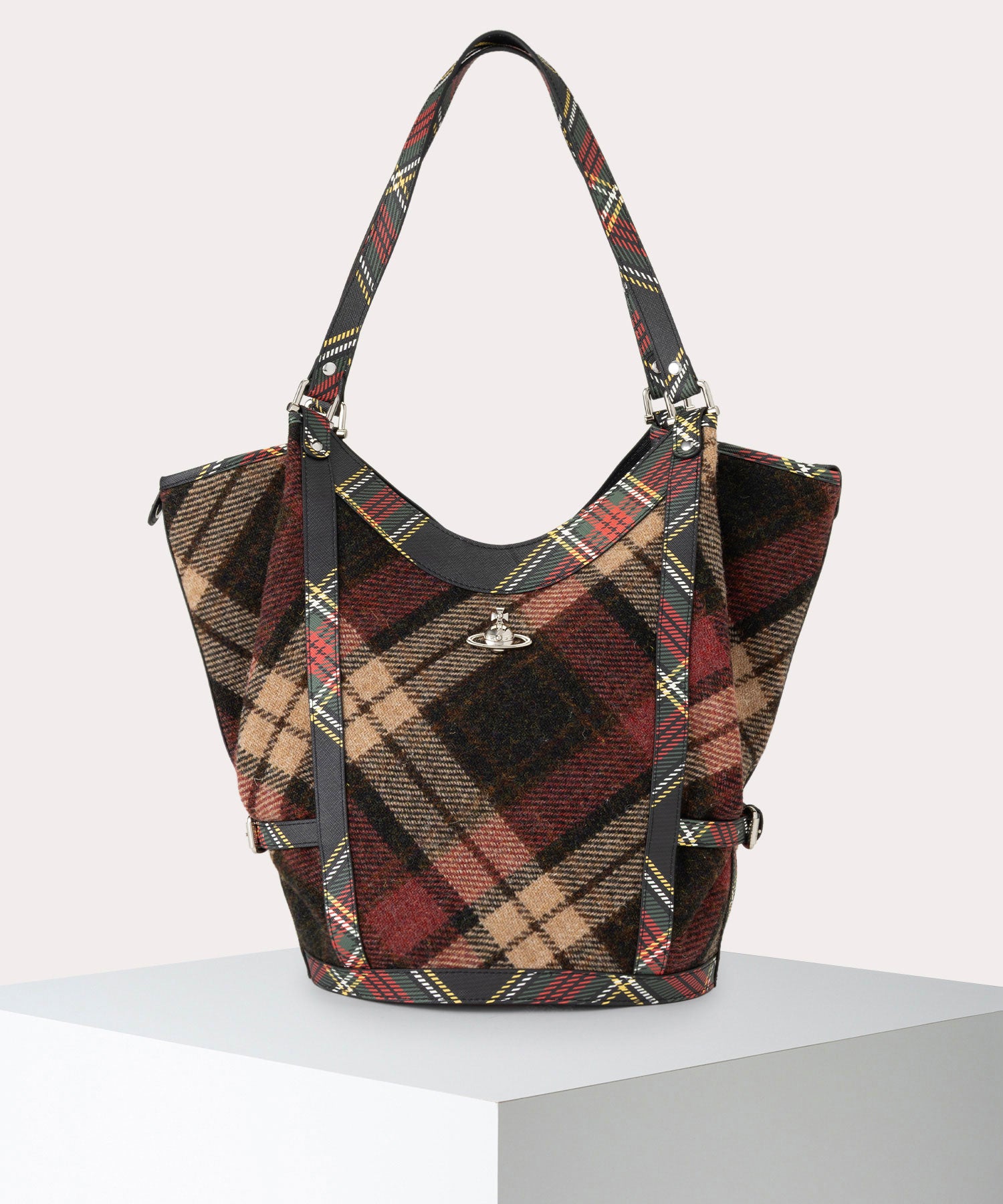 HARRIS TWEED CHECK OLIVE ショルダーバッグL
