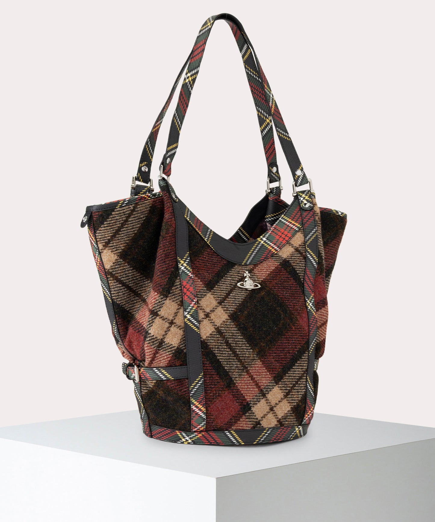 HARRIS TWEED CHECK OLIVE ショルダーバッグL
