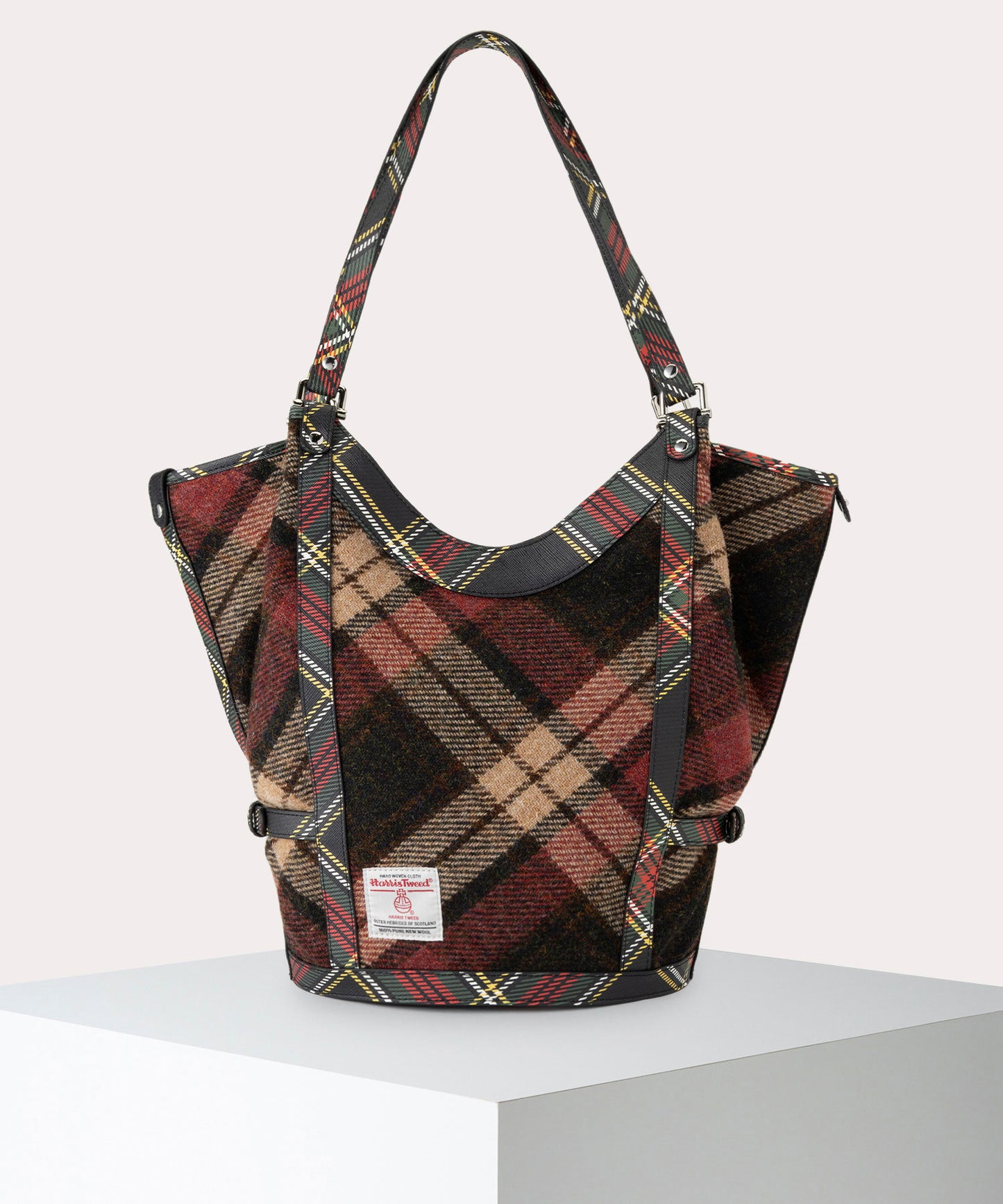 HARRIS TWEED CHECK OLIVE ショルダーバッグL