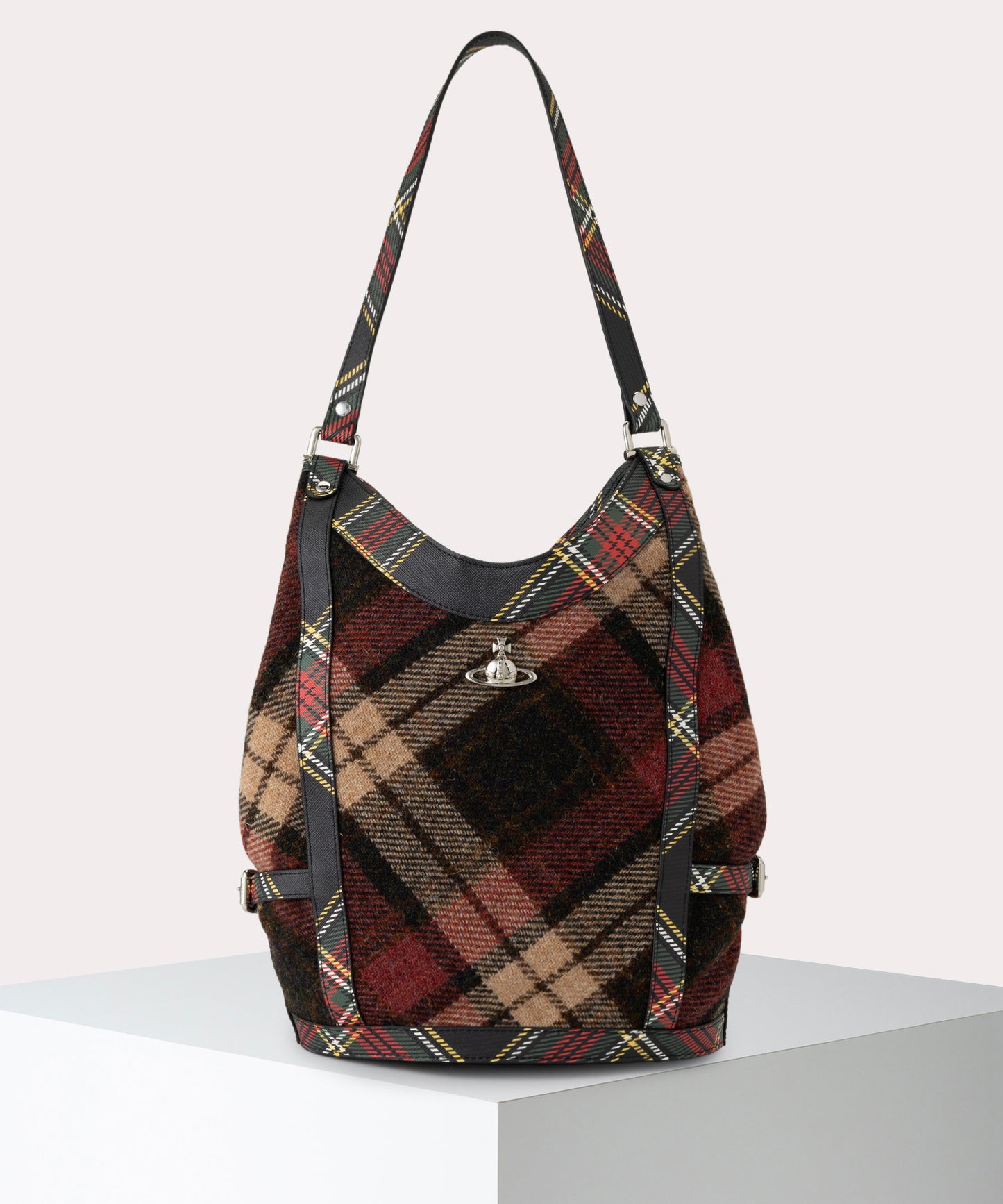 HARRIS TWEED CHECK OLIVE ショルダーバッグL