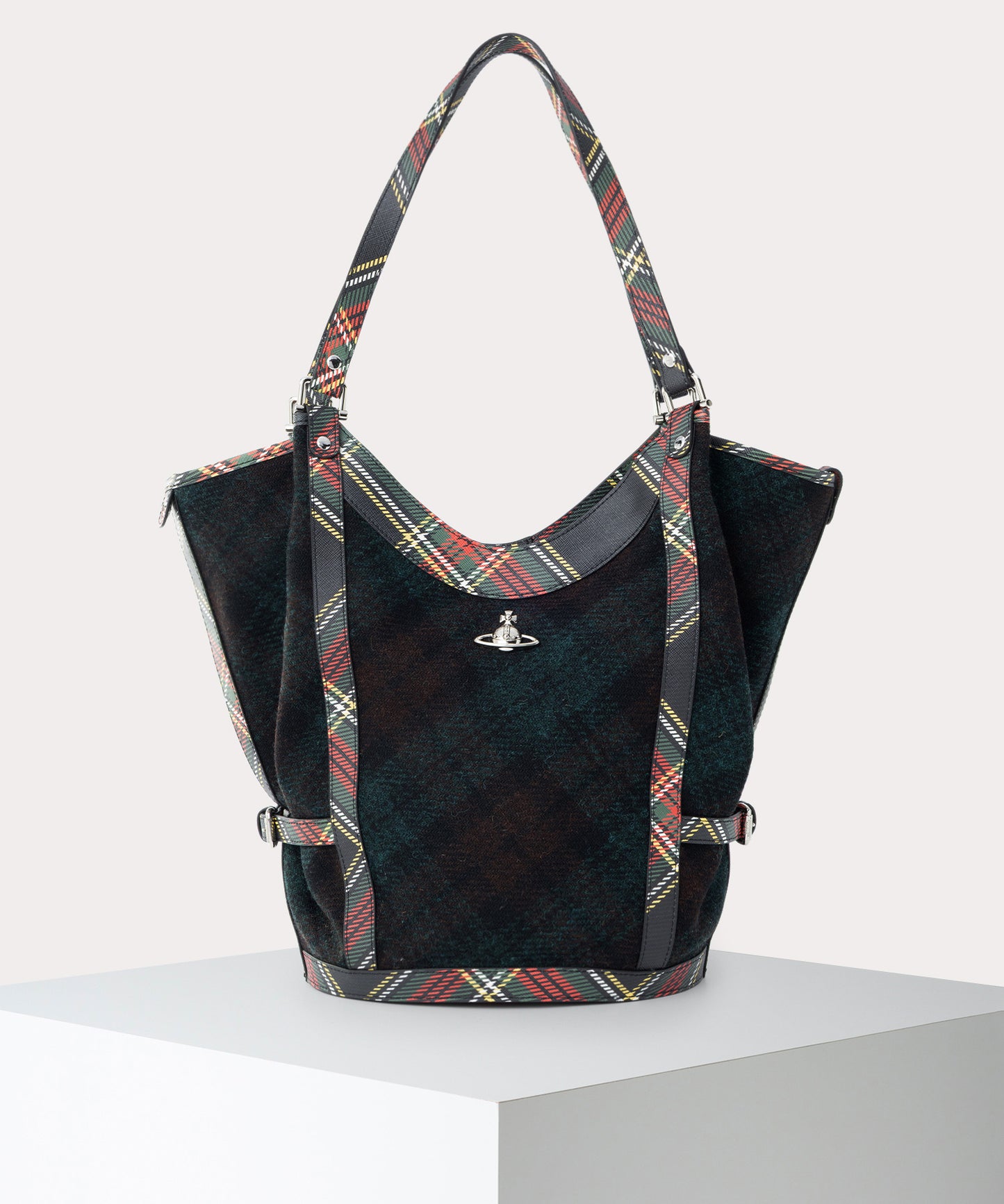 HARRIS TWEED CHECK OLIVE ショルダーバッグL