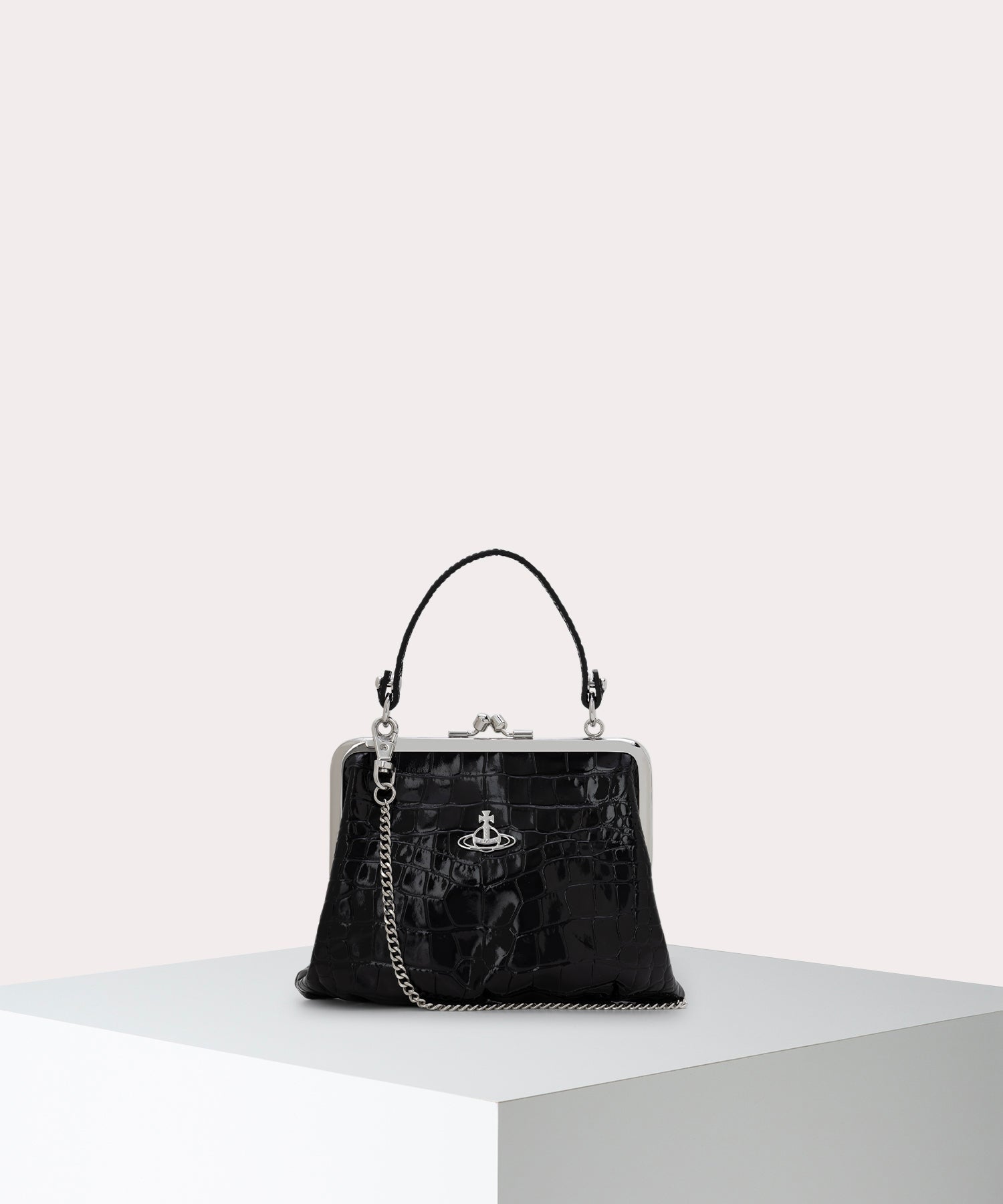 EMBOSS CROC LEATHER GRANNY 口金ショルダーバッグ