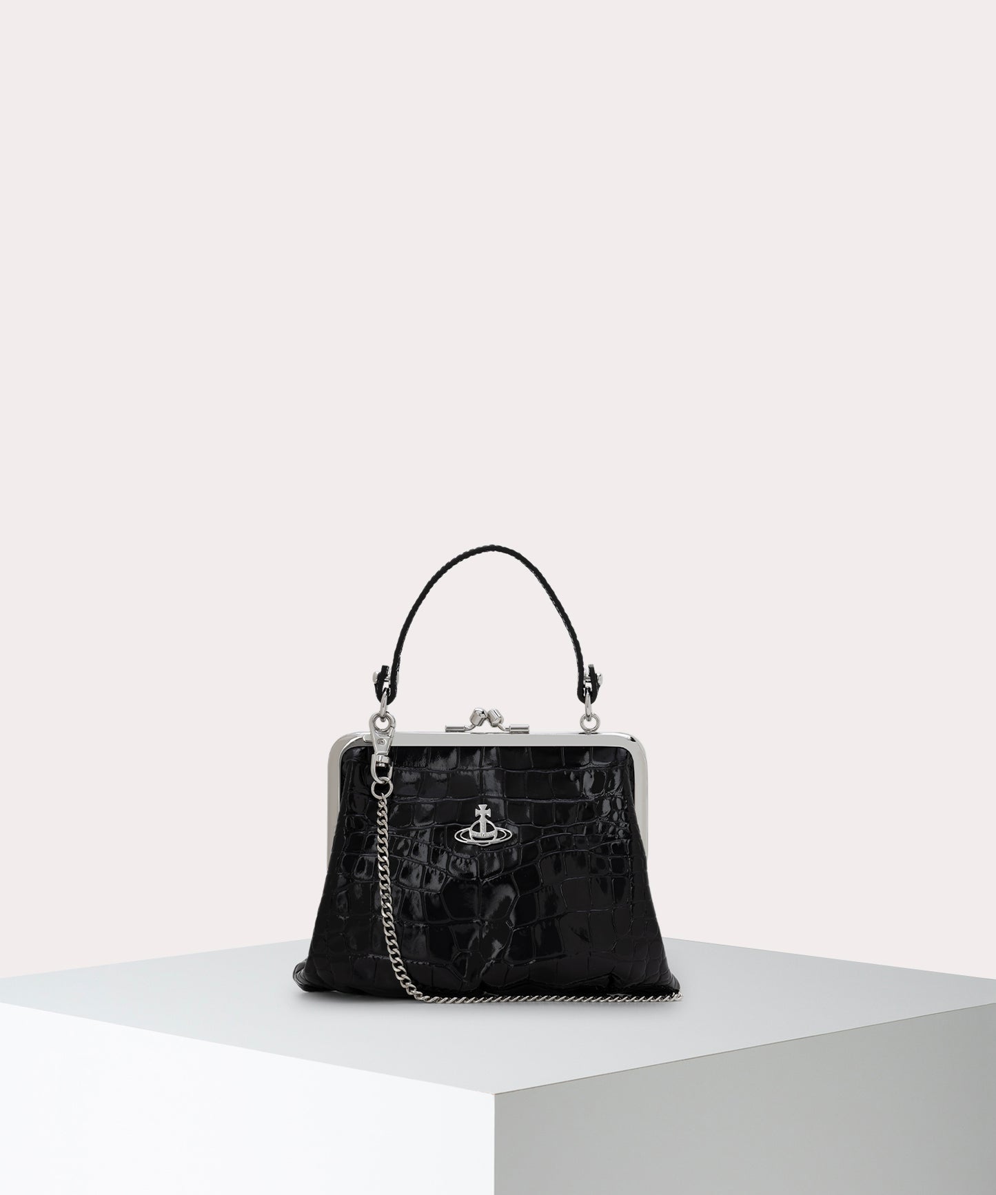 EMBOSS CROC LEATHER GRANNY 口金ショルダーバッグ