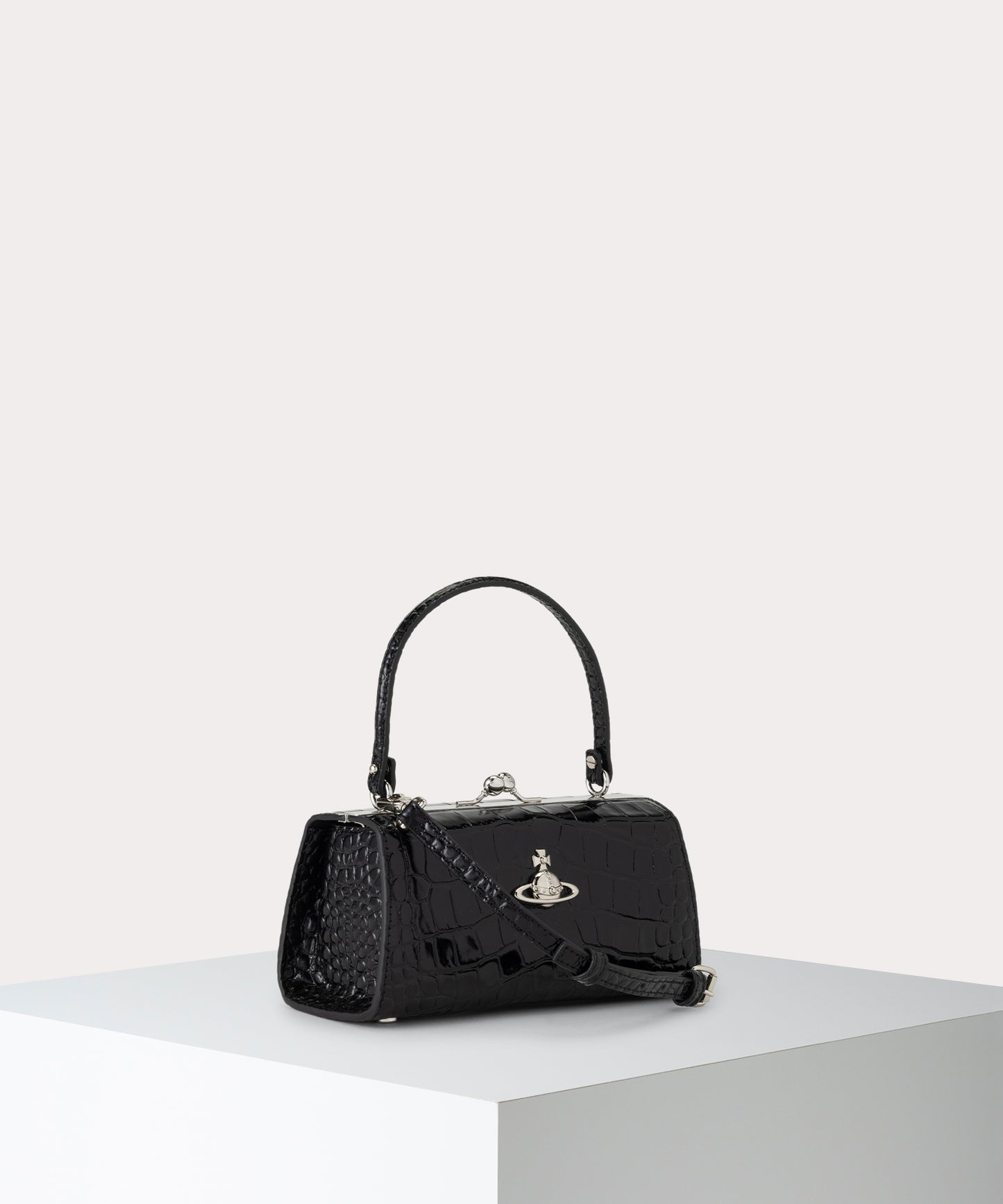 EMBOSS CROC LEATHER DOLL 口金ショルダーバッグXL