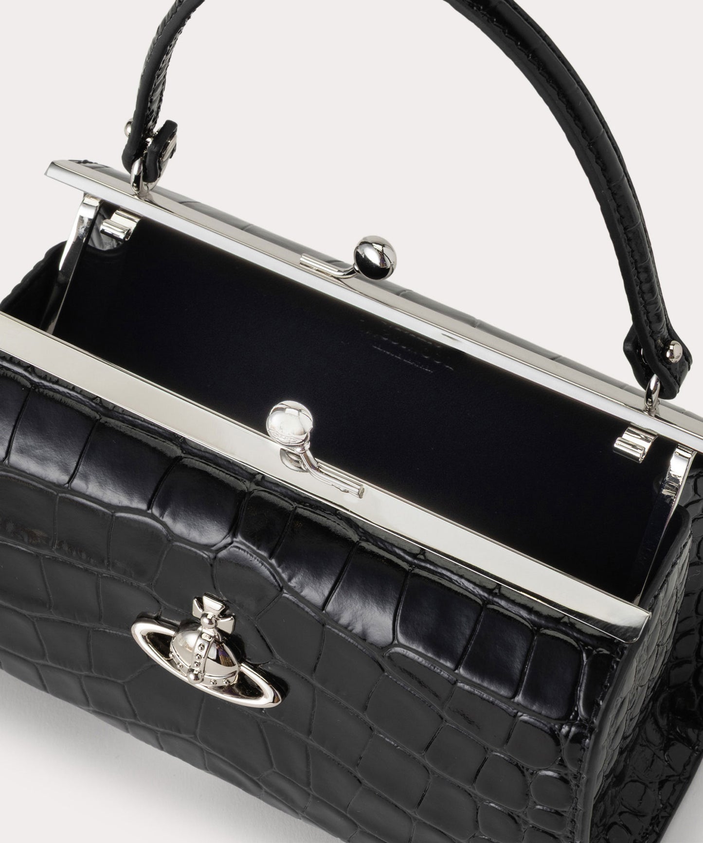 EMBOSS CROC LEATHER DOLL 口金ショルダーバッグXL