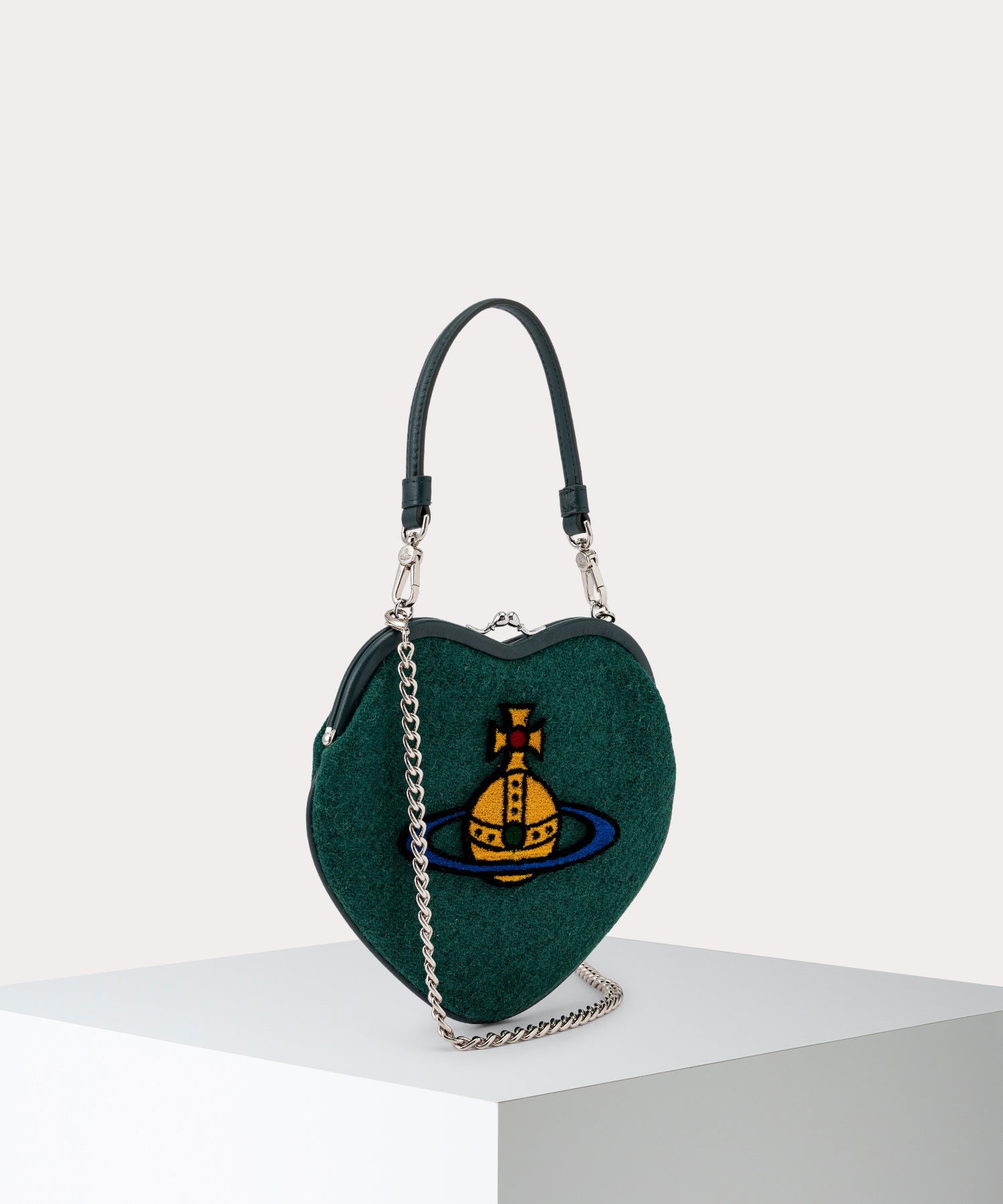 SHETLAND WOOL BELLE HEART 口金ショルダーバッグ(グリーン)（メンズ