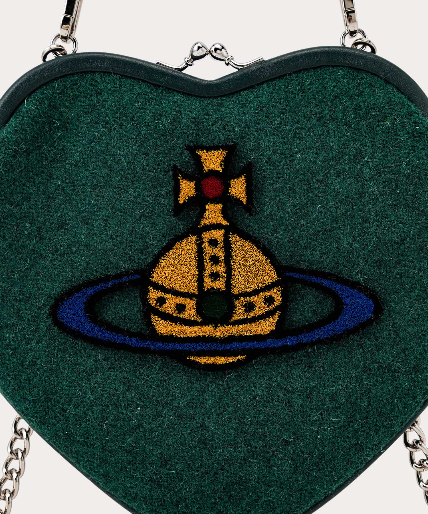 SHETLAND WOOL BELLE HEART 口金ショルダーバッグ(グリーン)（メンズ