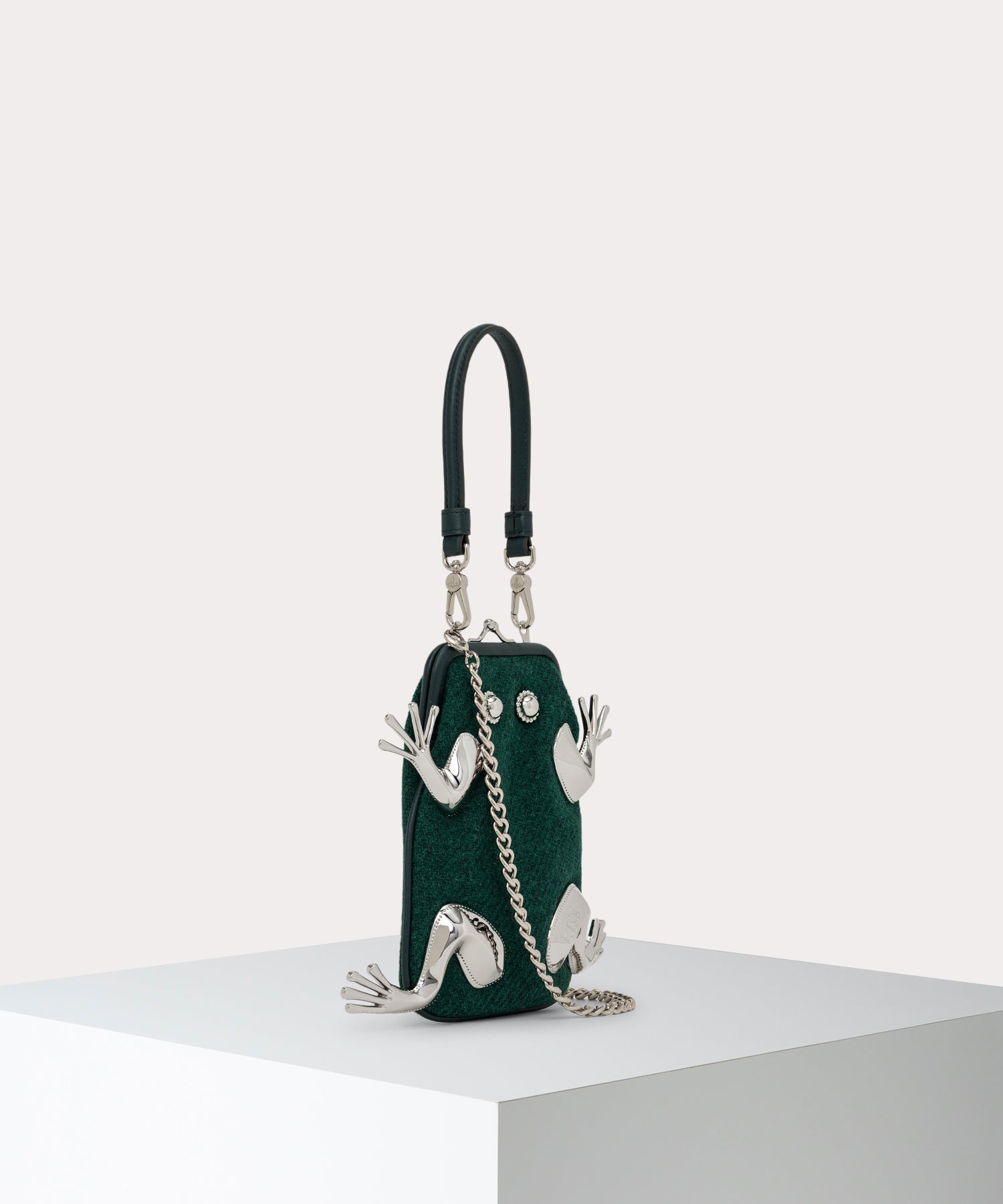 SHETLAND WOOL PRINCE FROG 口金ハンドバッグ(グリーン)（メンズ