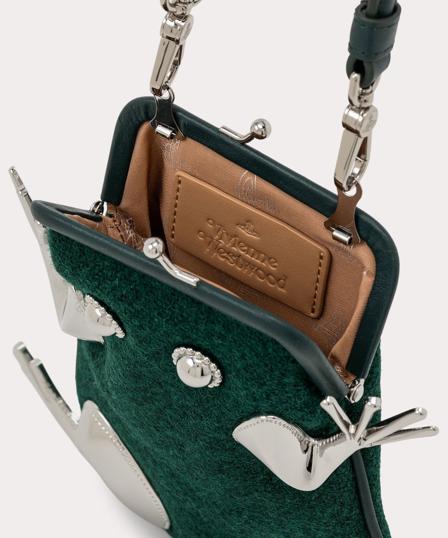 ヴィヴィアンウエストウッド　激レア1992サロンコレクションブールフロックトップ SHETLAND WOOL PRINCE FROG 口金ハンドバッグ(グリーン)（メンズ