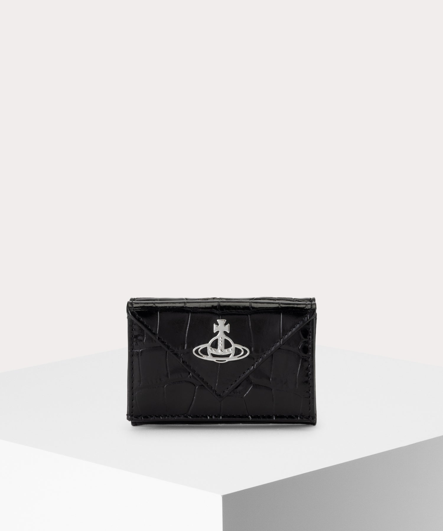 VivienneWestwood 型押し　黒　シルバー　ミニ財布　レター風 ミニ財布・コンパクト財布（レディース） ｜ヴィヴィアン