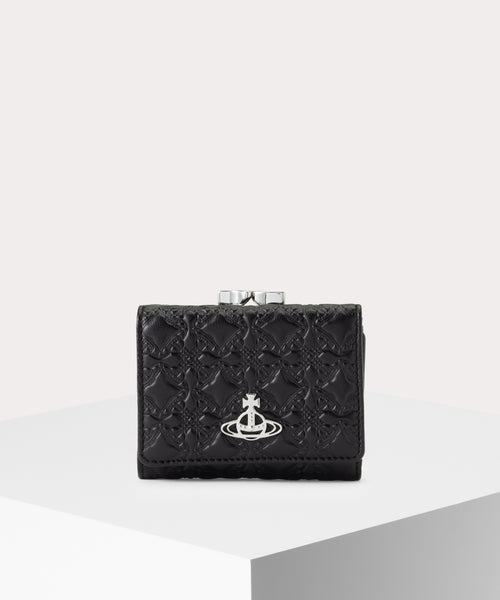 EMBOSSED NAPPA 口金三つ折り財布(ブラック)（メンズ