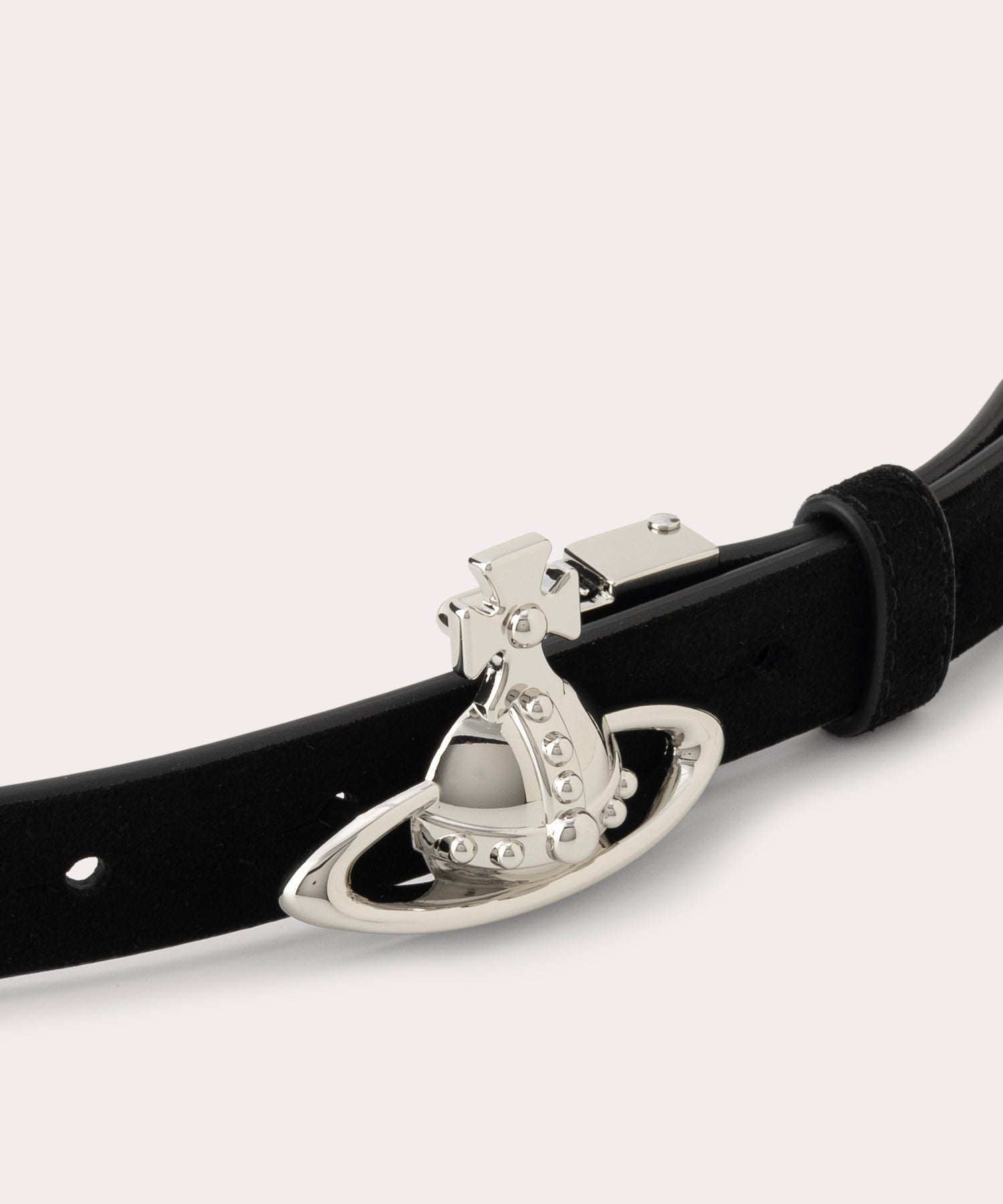 SUEDE SMALL ORB BUCKLE ベルト(ブラック×シルバー)（メンズ