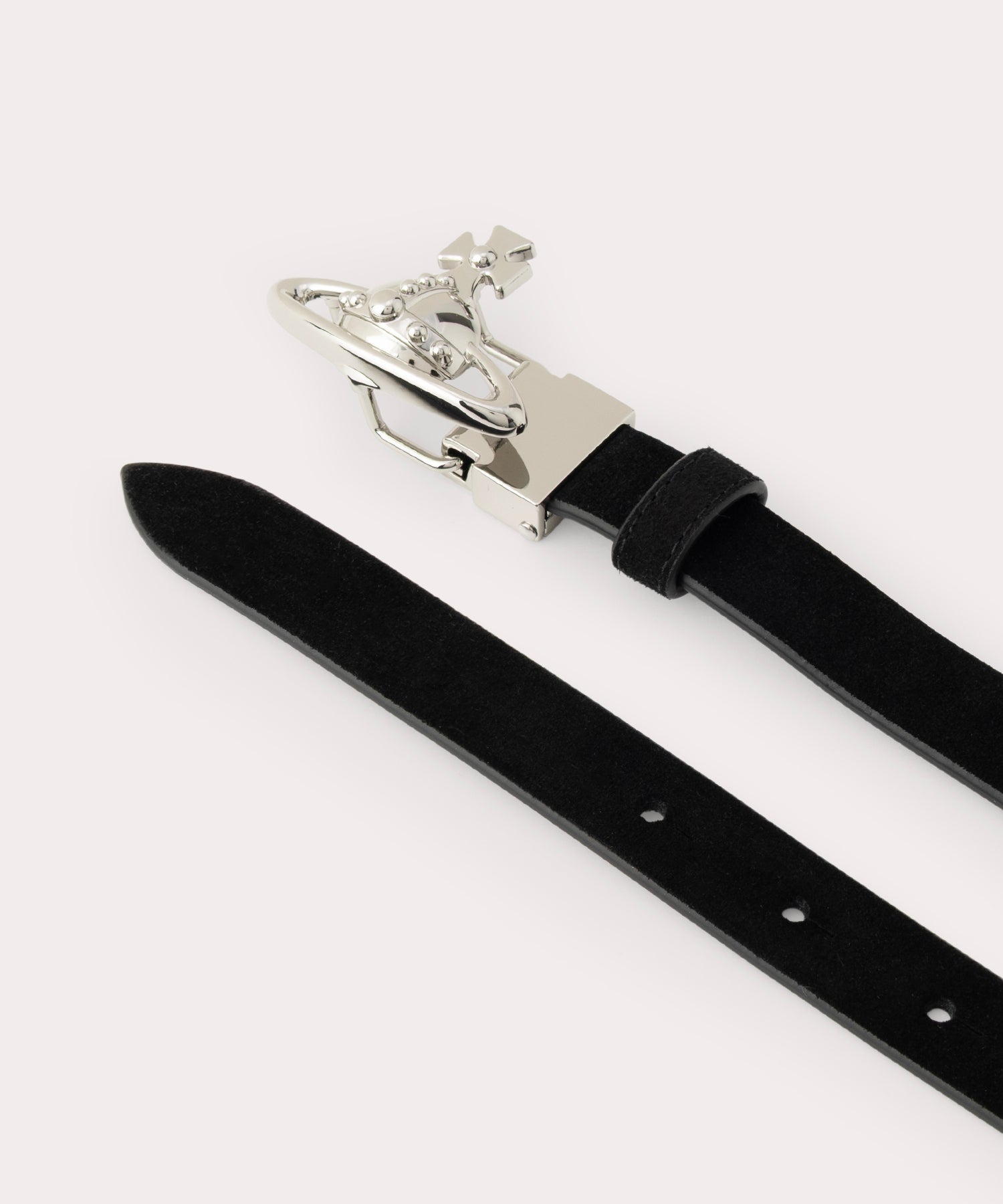 SUEDE SMALL ORB BUCKLE ベルト(ブラック×シルバー)（メンズ