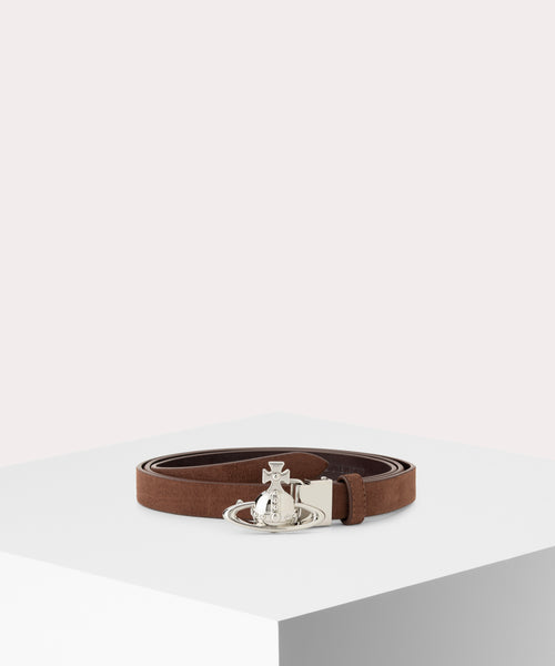 SUEDE SMALL ORB BUCKLE ベルト(ブラウン系×シルバー)（メンズ