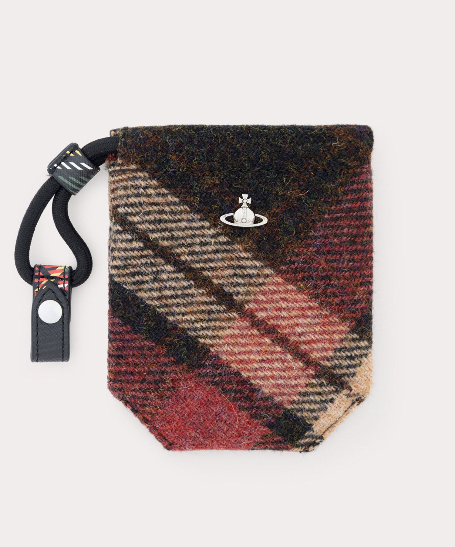 HARRIS TWEED CHECK DRAWSTRING ポーチバッグ(LIGHT CHECK)（メンズ