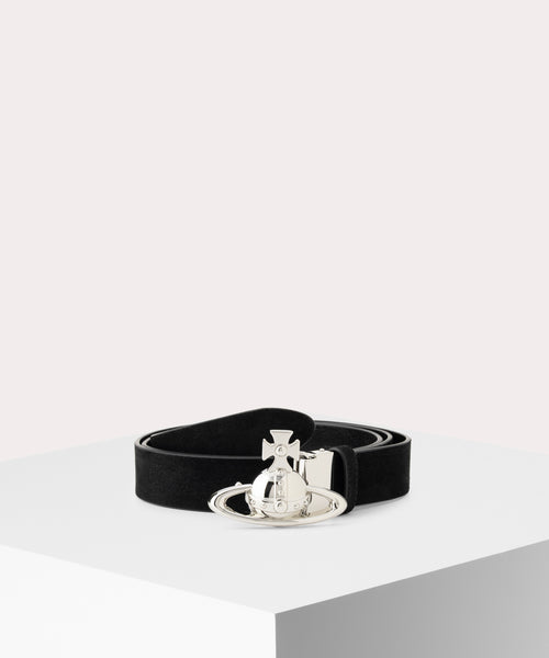 SUEDE ORB BUCKLE ベルト(ブラック×シルバー)（メンズ