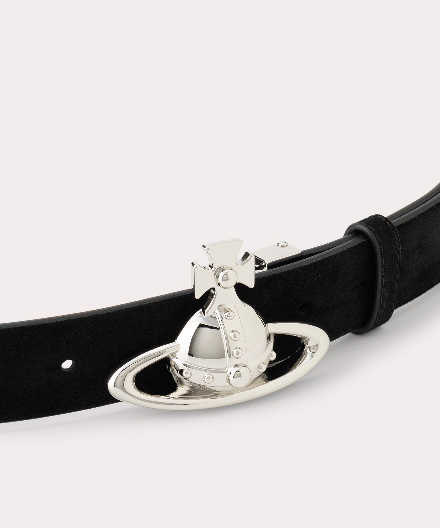 SUEDE ORB BUCKLE ベルト(ブラック×シルバー)（メンズ
