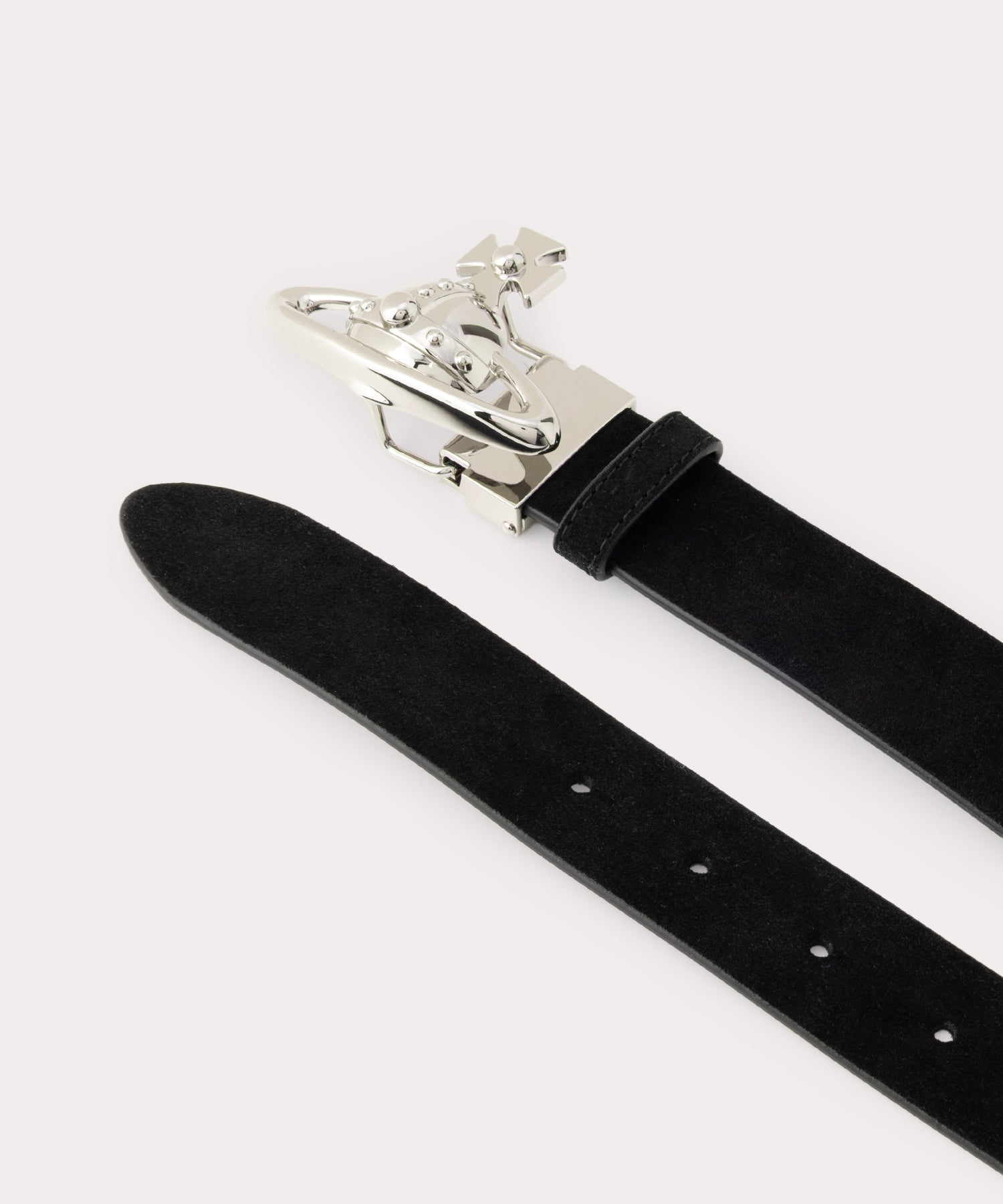 SUEDE ORB BUCKLE ベルト(ブラック×シルバー)（メンズ