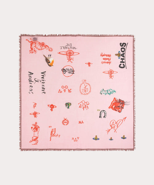 LOGOS SQUARE スカーフ(ピンク系)（メンズ）（1244952031）｜ストール