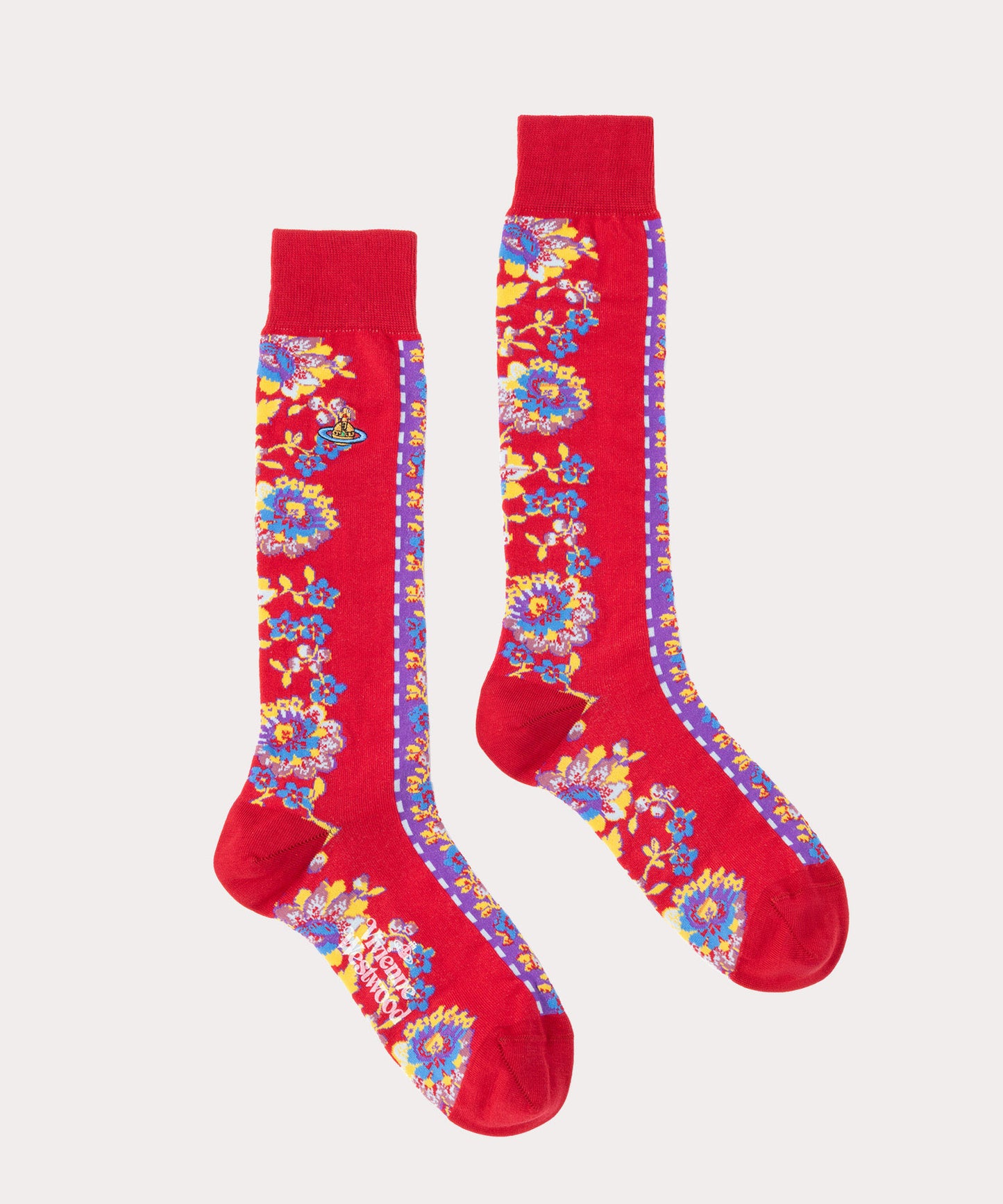 FLOWER STRIPE クルーソックス