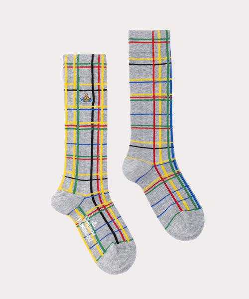 【Vivienne Westwood】ABSTRACT CHECK クルーソックス ABSTRACT CHECK クルーソックス(グレー系)（レディース