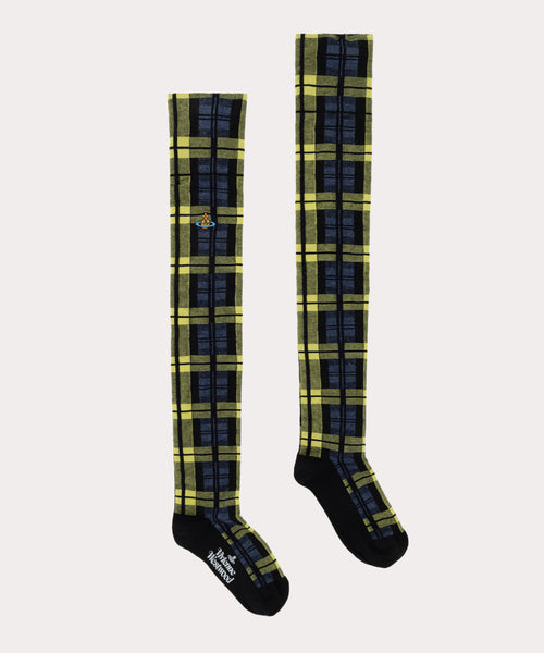 MOONSHINE TARTAN オーバーニーソックス(ブルー)（メンズ