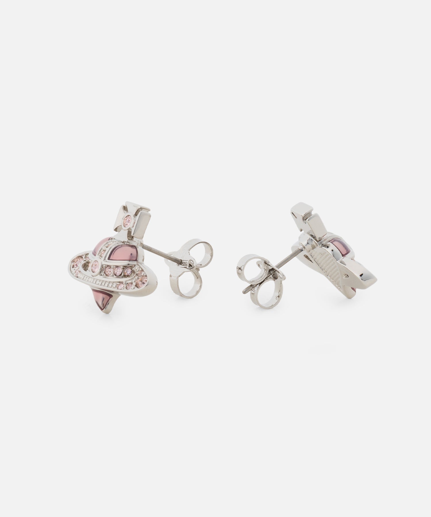 NEW DIAMANTE HEART ピアス(シルバー×ピンク)（メンズ