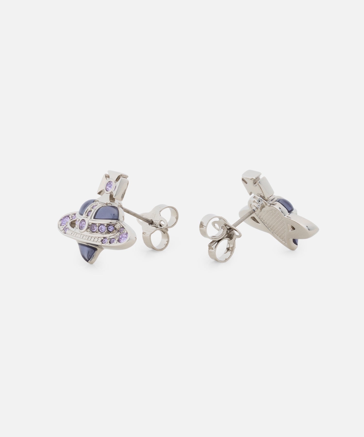 NEW DIAMANTE HEART ピアス(シルバー×パープル)（メンズ