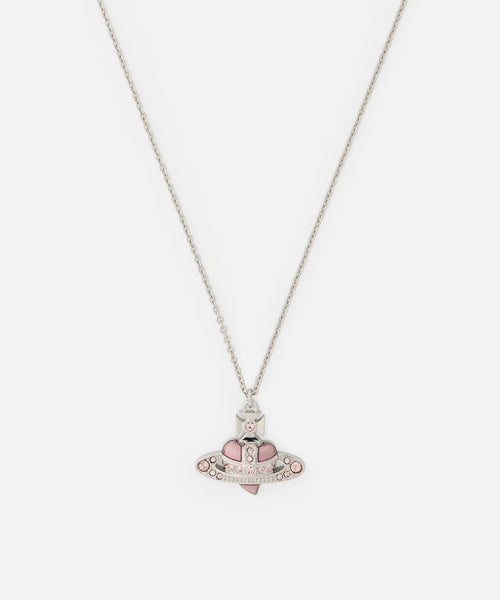 NEW DIAMANTE HEART ネックレス(シルバー×ピンク)（メンズ