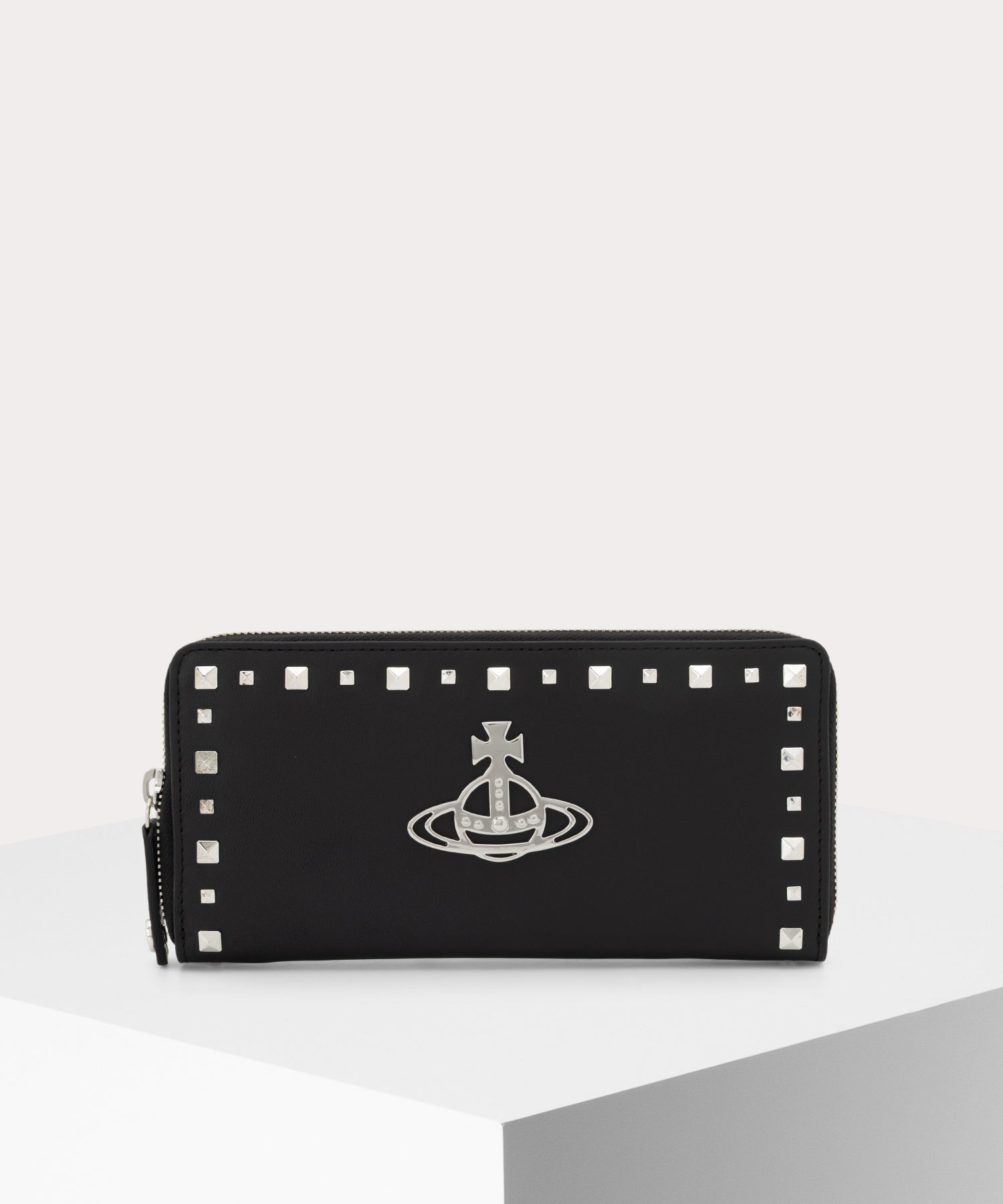 LEATHER STUDS ラウンドファスナー長財布(ブラック)（メンズ