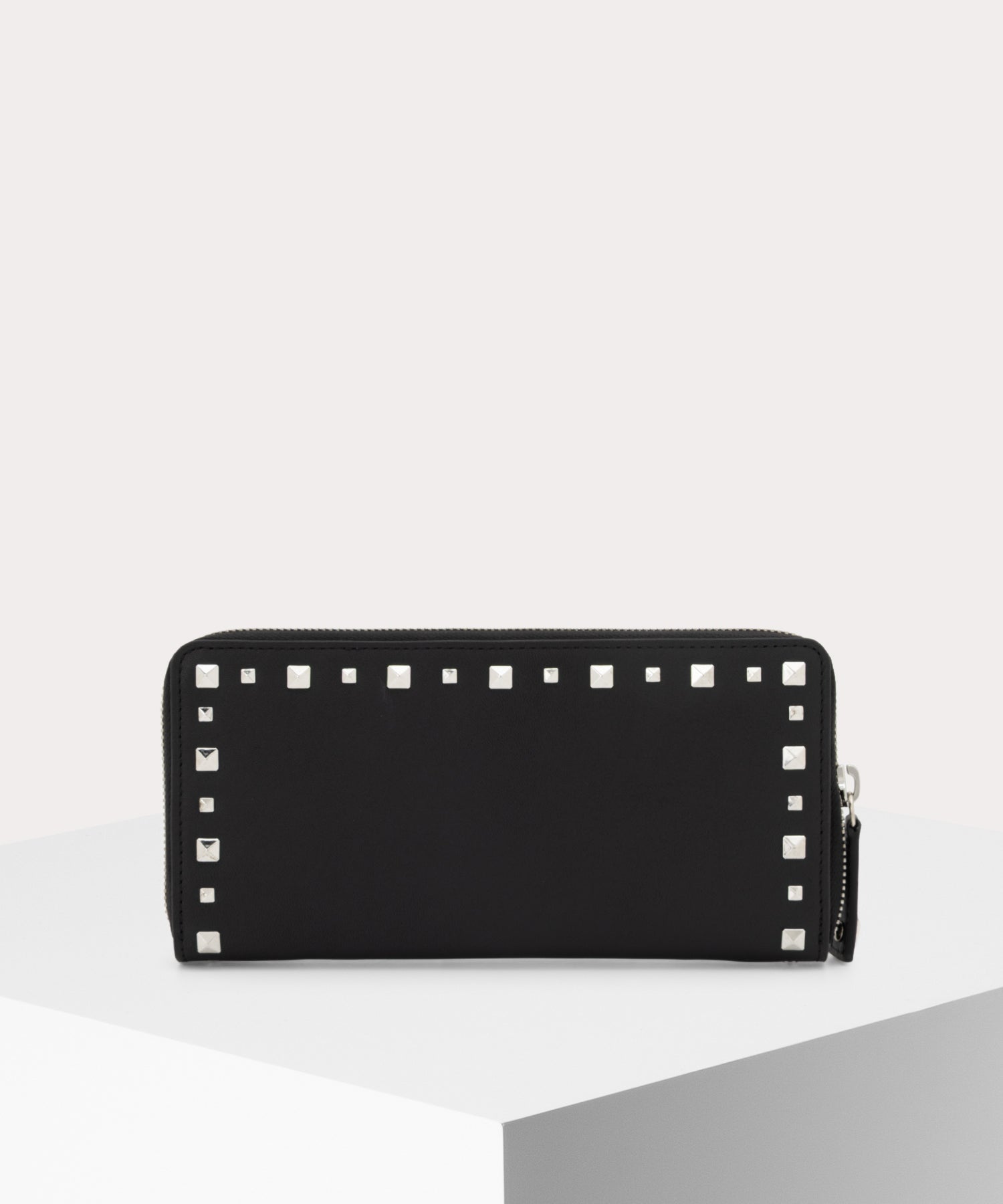 LEATHER STUDS ラウンドファスナー長財布(ブラック)（メンズ