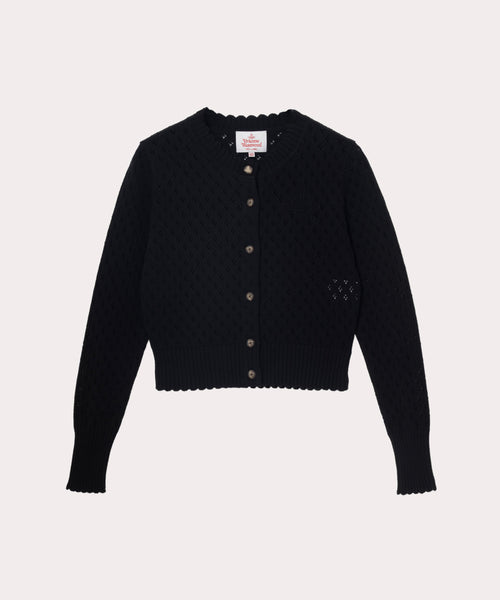 Vivienne Westwood - ヴィヴィアンウエストウッド　ウーレンケーブルクルーネックカーディガン Vivienne Westwood - ヴィヴィアンウエストウッド ウーレン