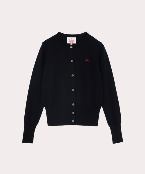 Vivienne Westwood ブラック 半袖 カーディガンM ファインウール ベーシック クルーネックカーディガン(ブラック