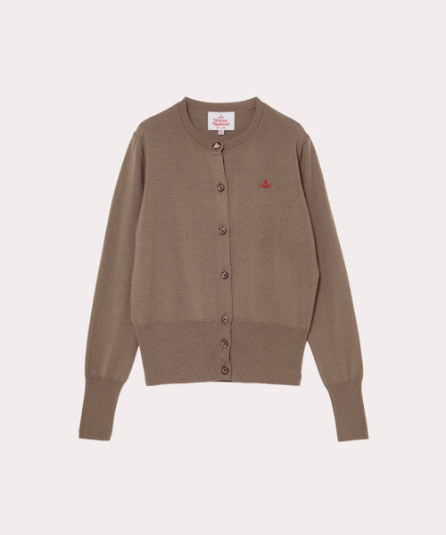 ファインウール ベーシック クルーネックカーディガン(ベージュ