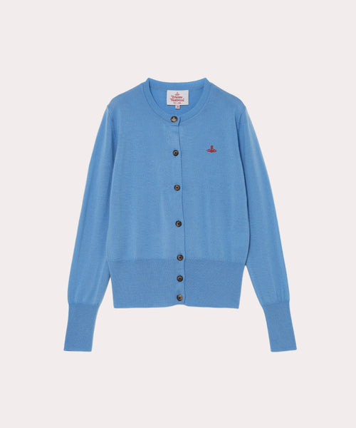 ファインウール ベーシック クルーネックカーディガン(ブルー系