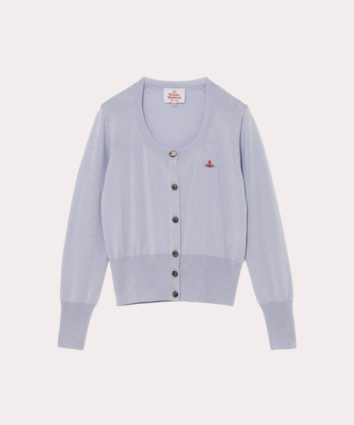 ヴィヴィアン　カーディガン ファインウール ベーシック ラウンドネックカーディガン(グレー系