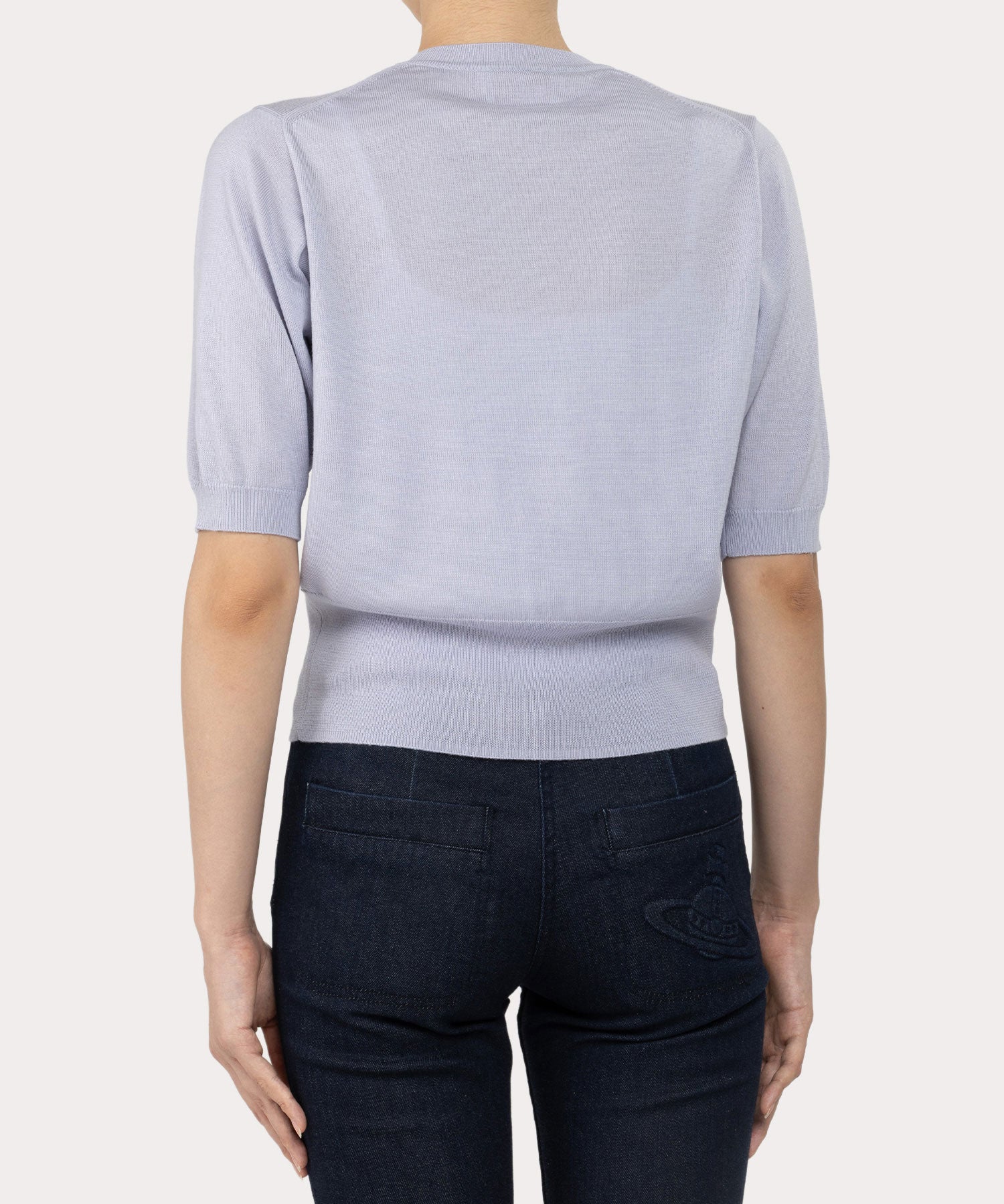 ファインウール ベーシック 半袖ニット(グレー系)（レディース