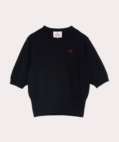 Vivienne Westwood ニット 黒 半袖 ファインウール ベーシック 半袖ニット(ブラック)（レディース