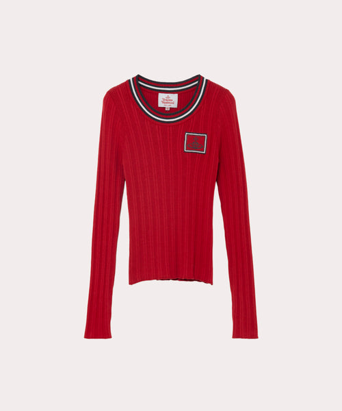 Vivienne Westwood タートルネック　ニット　オーブ　レッド　赤 ORBワッペン リブニットプルオーバー(レッド系)（レディース