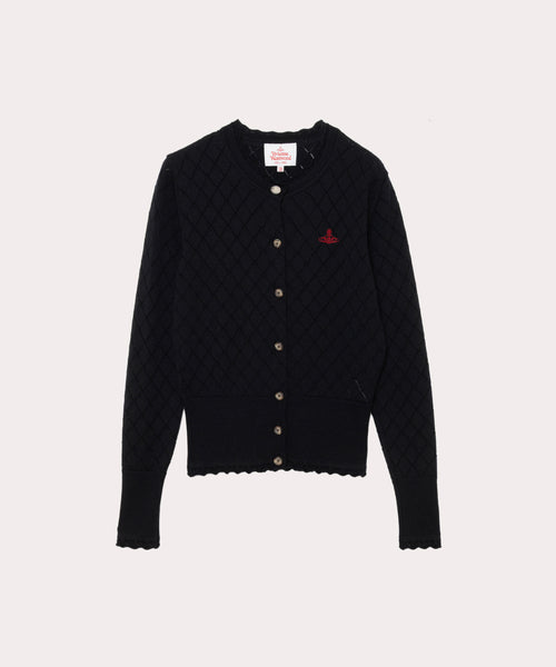 ダイヤパターン カーディガン(ブラック)（レディース）（1612152015