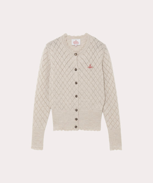 ダイヤパターン カーディガン(ベージュ)（レディース）（1612152015